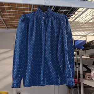 Vintage High Neck Ruffled Prairie Blouse